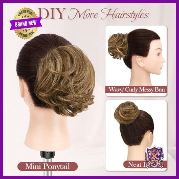 Human Hair Bun Extension 25g Straight Tousled Updo Ponytail Piece main image 3
